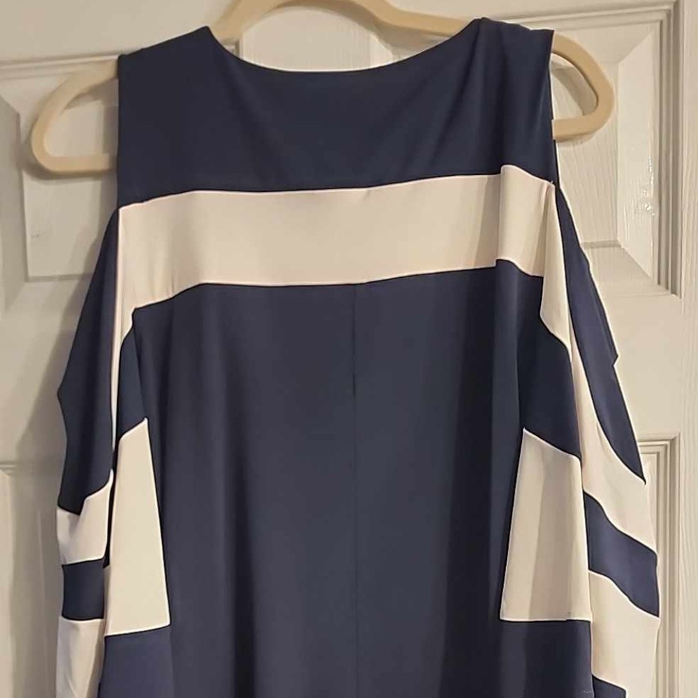 Women's Nina Leonard Draped Sleeve Cold-Shoulder Dress
